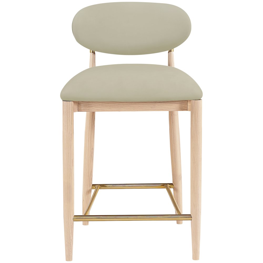Riccio Taupe Vegan Leather Upholstered Stool. Picture 3