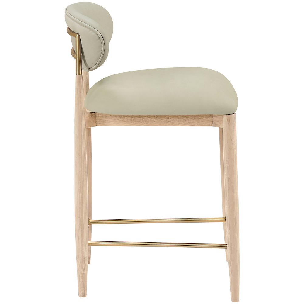 Riccio Taupe Vegan Leather Upholstered Stool. Picture 4