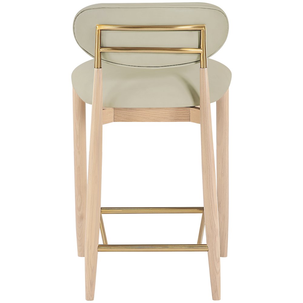 Riccio Taupe Vegan Leather Upholstered Stool. Picture 5