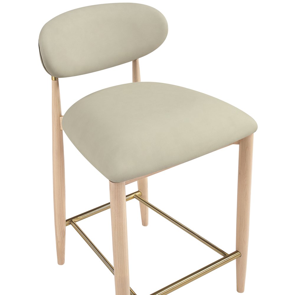 Riccio Taupe Vegan Leather Upholstered Stool. Picture 6