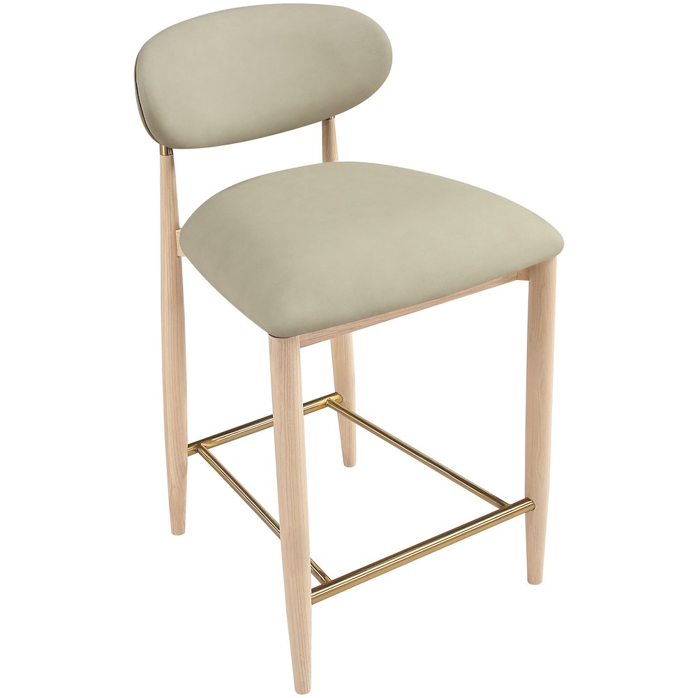 Riccio Taupe Vegan Leather Upholstered Stool. Picture 7