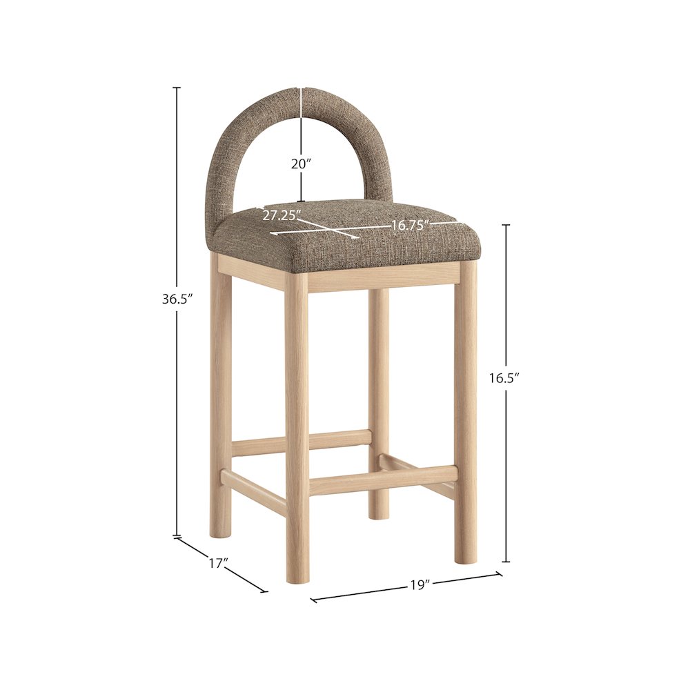 Conrad Brown Linen Textured Fabric Counter Stool. Picture 8