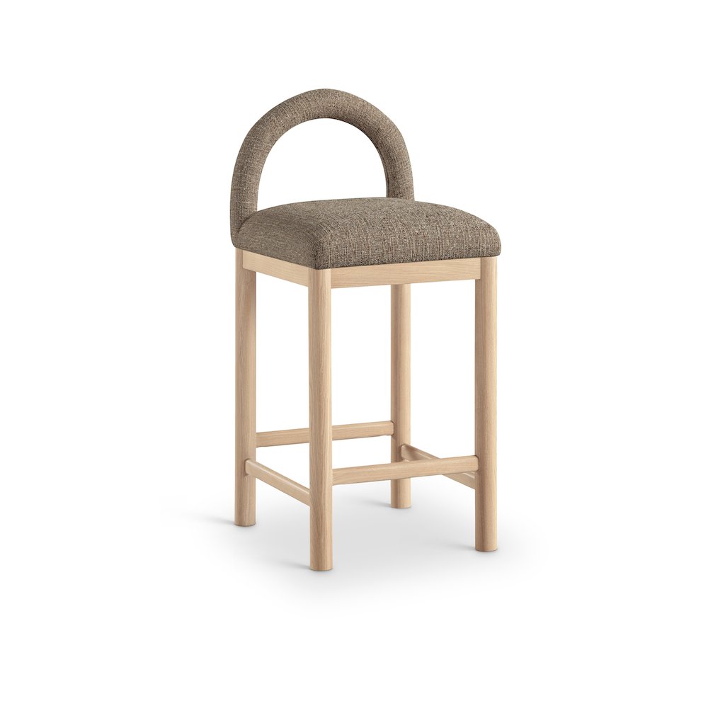 Conrad Brown Linen Textured Fabric Counter Stool. Picture 1