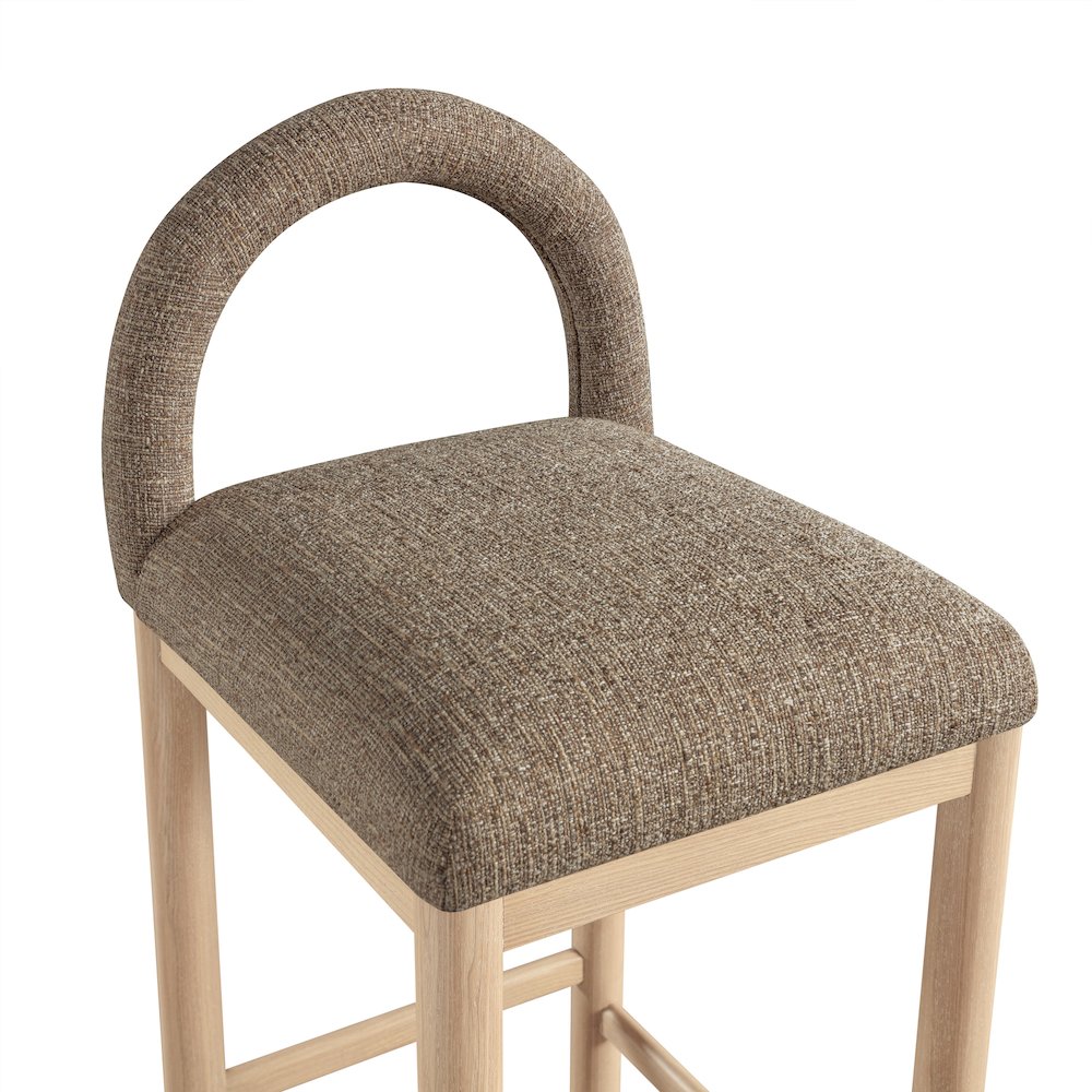 Conrad Brown Linen Textured Fabric Counter Stool. Picture 6