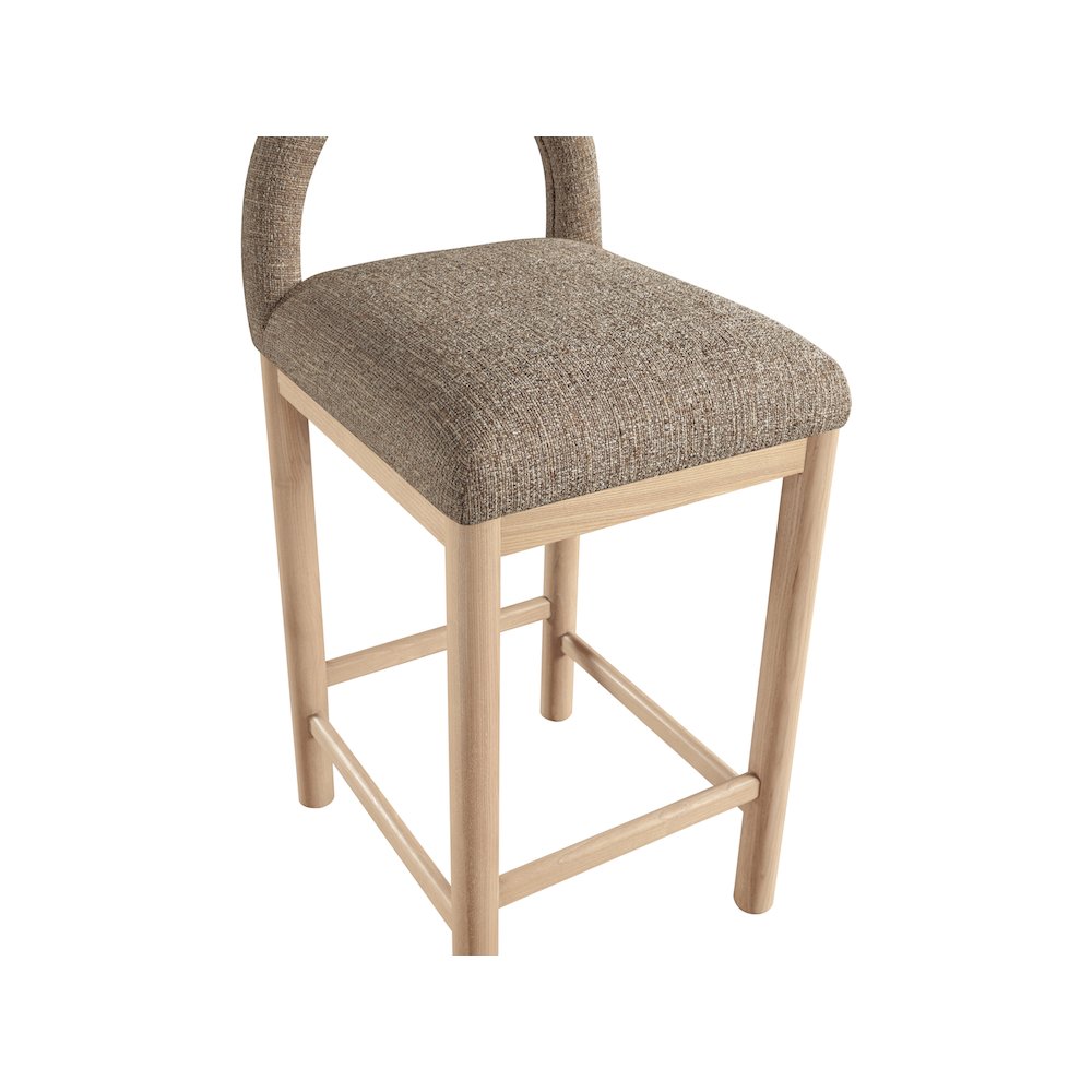 Conrad Brown Linen Textured Fabric Counter Stool. Picture 7