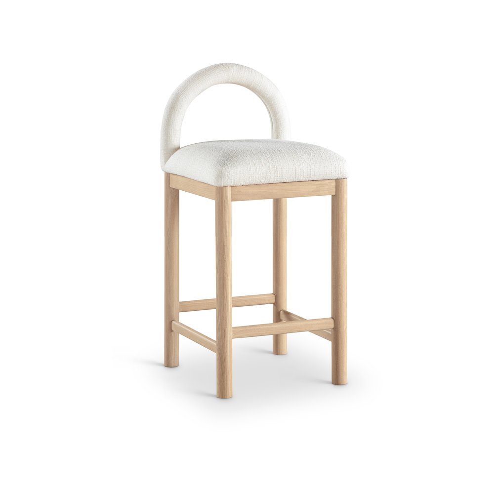 Conrad Cream Linen Textured Fabric Counter Stool. Picture 1