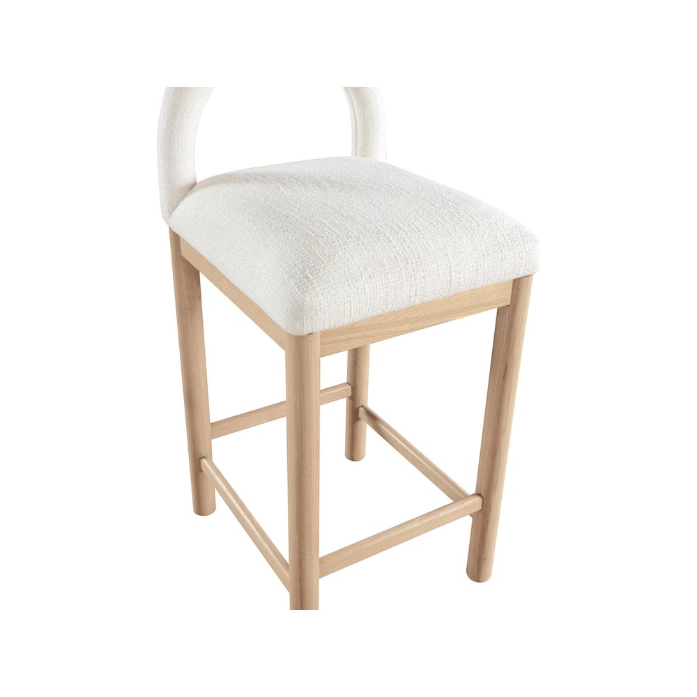 Conrad Cream Linen Textured Fabric Counter Stool. Picture 7