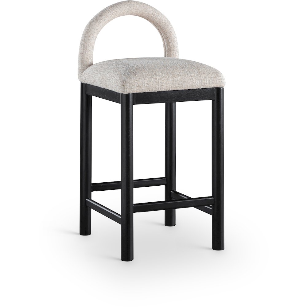 Conrad Beige Linen Textured Fabric Counter Stool. Picture 1