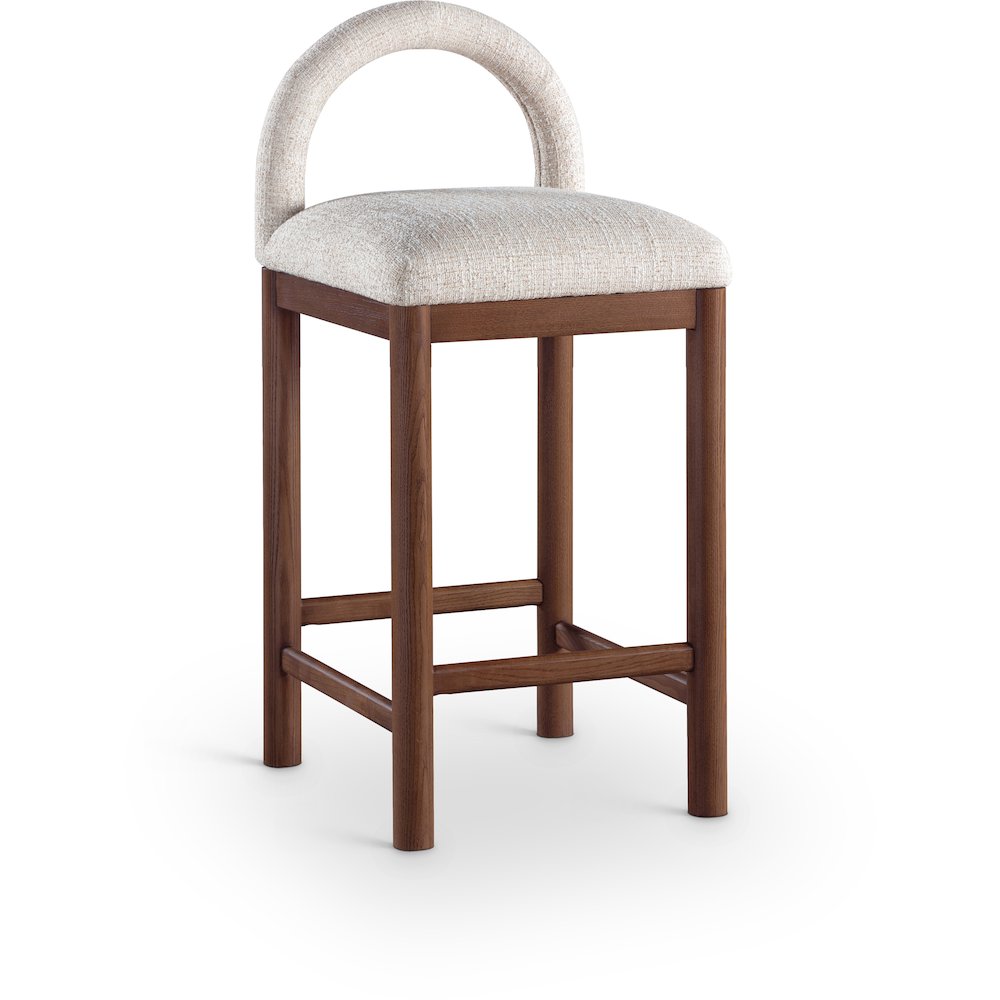 Conrad Beige Linen Textured Fabric Counter Stool. Picture 1