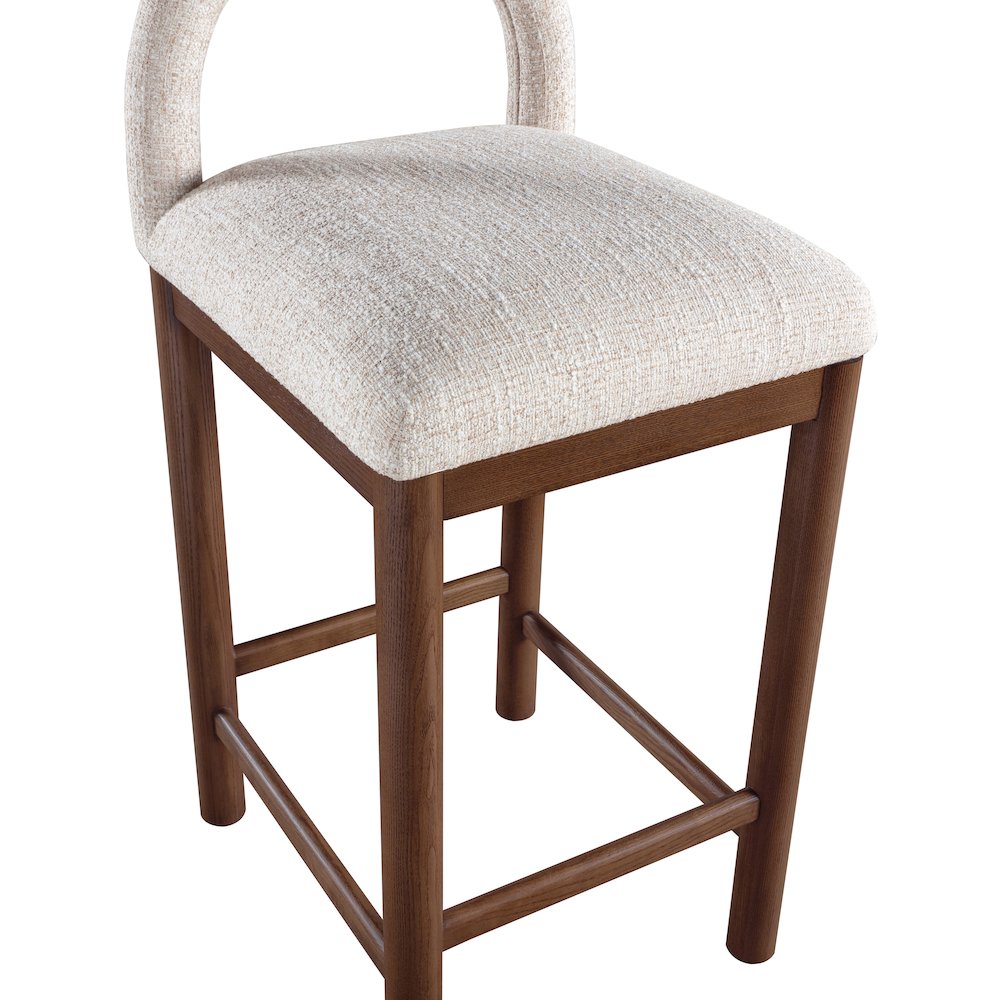 Conrad Beige Linen Textured Fabric Counter Stool. Picture 7