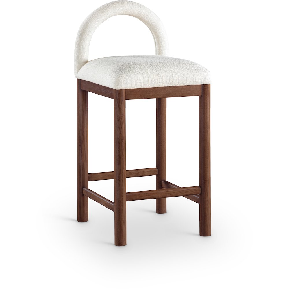 Conrad Cream Linen Textured Fabric Counter Stool. Picture 1