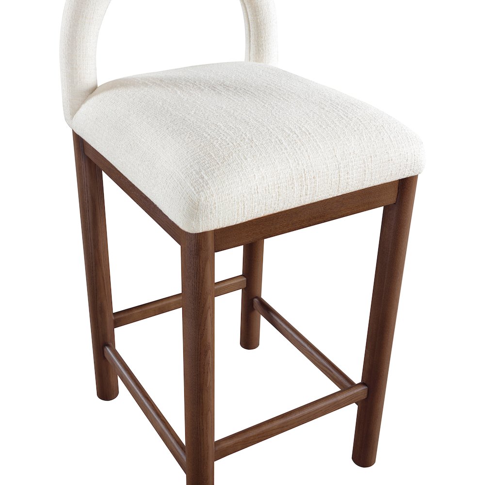 Conrad Cream Linen Textured Fabric Counter Stool. Picture 7