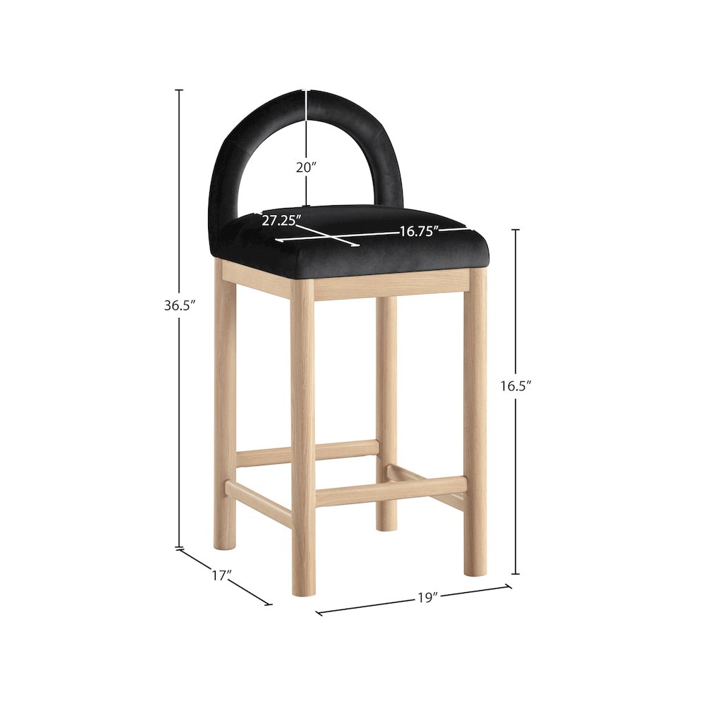 Conrad Black Velvet Counter Stool. Picture 8