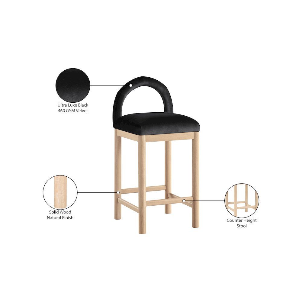 Conrad Black Velvet Counter Stool. Picture 9