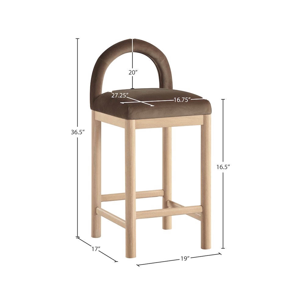 Conrad Brown Velvet Counter Stool. Picture 8