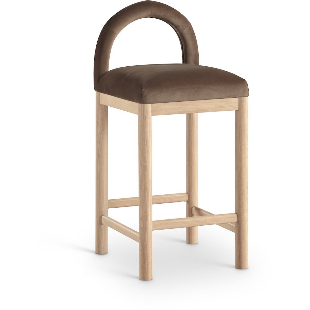 Conrad Brown Velvet Counter Stool. Picture 1