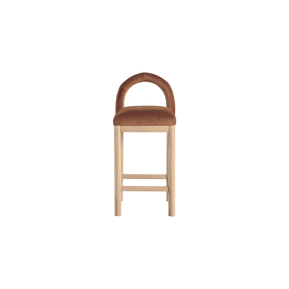 Conrad Cognac Velvet Counter Stool. Picture 3