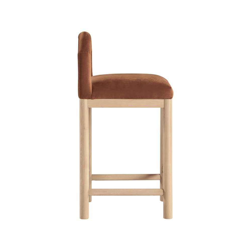 Conrad Cognac Velvet Counter Stool. Picture 4