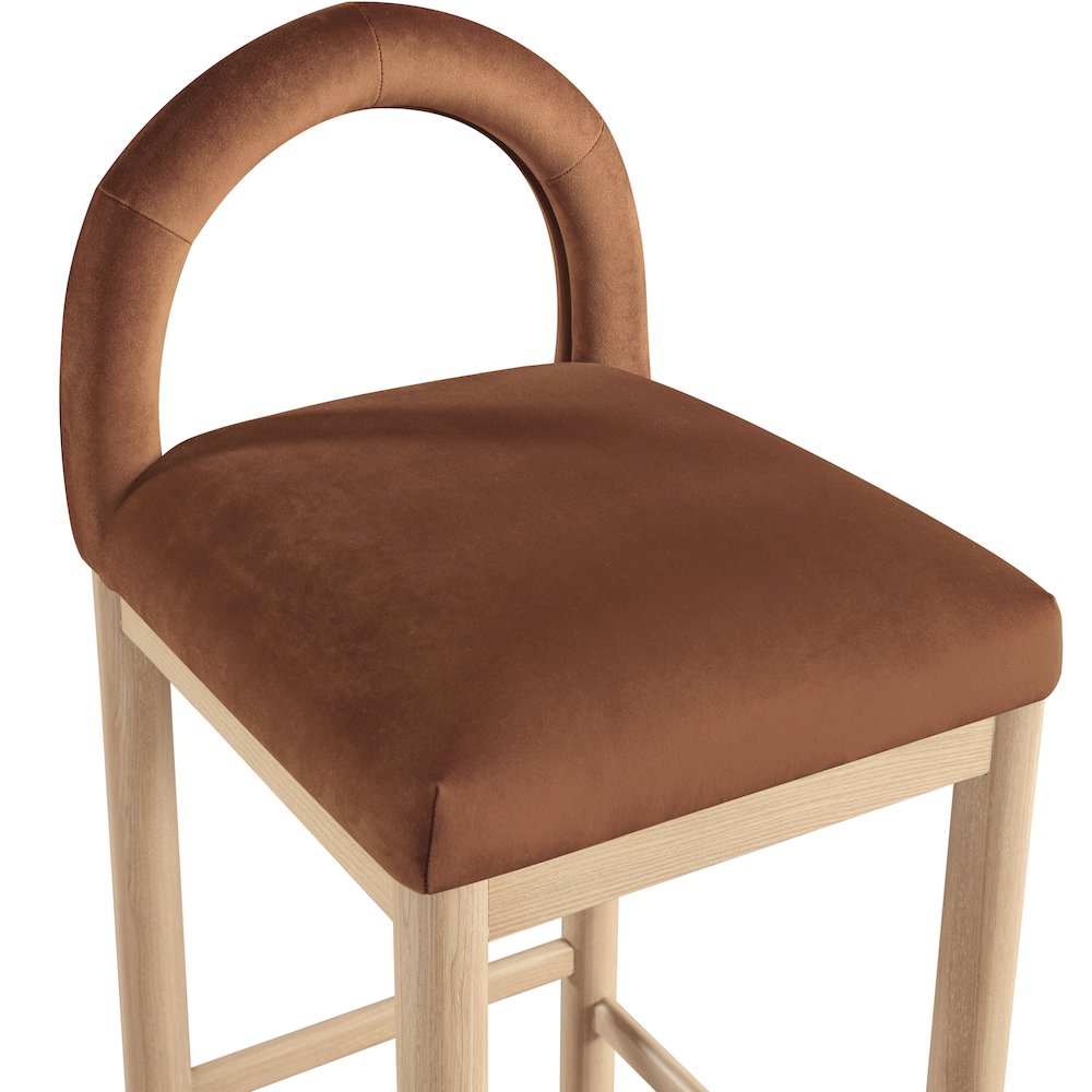 Conrad Cognac Velvet Counter Stool. Picture 6