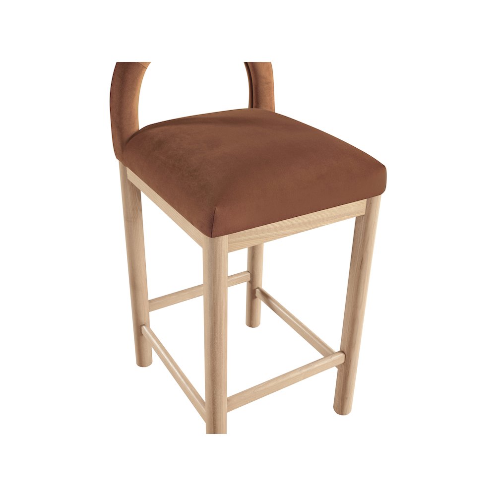 Conrad Cognac Velvet Counter Stool. Picture 7