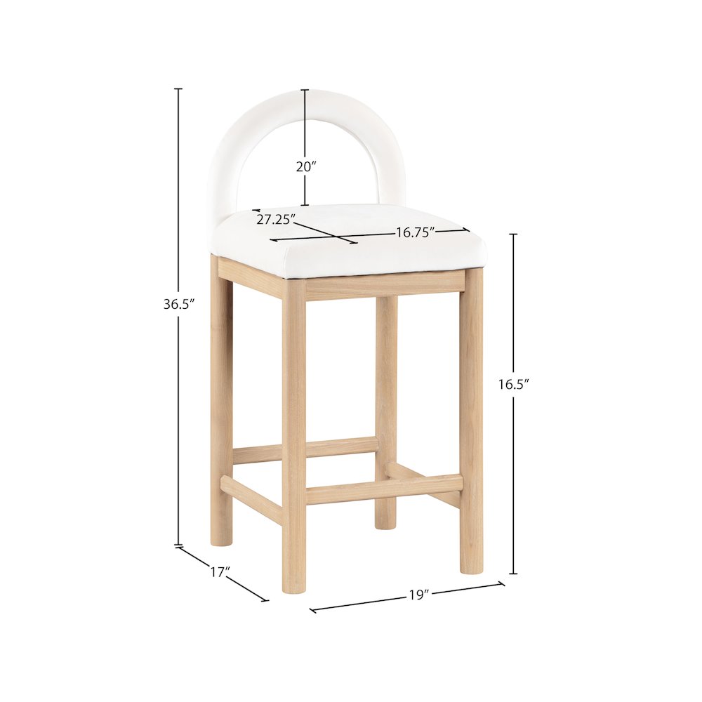 Conrad Cream Velvet Counter Stool. Picture 8