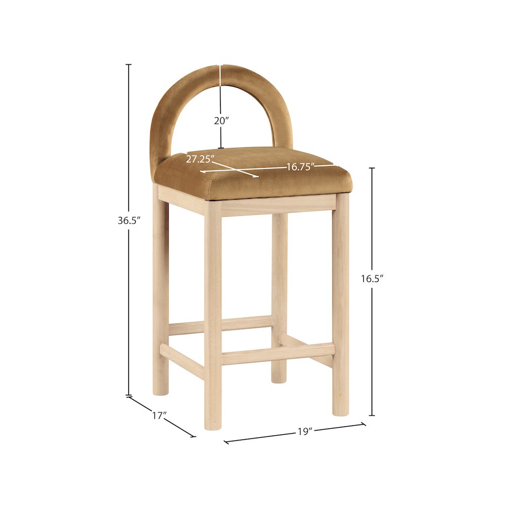 Conrad Saddle Velvet Counter Stool. Picture 8