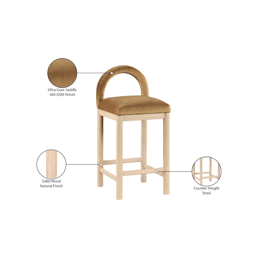 Conrad Saddle Velvet Counter Stool. Picture 9