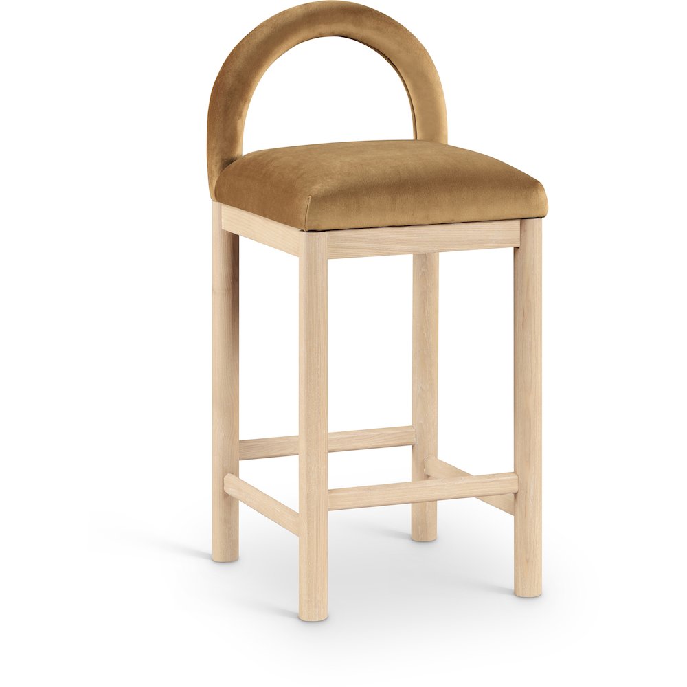Conrad Saddle Velvet Counter Stool. Picture 1