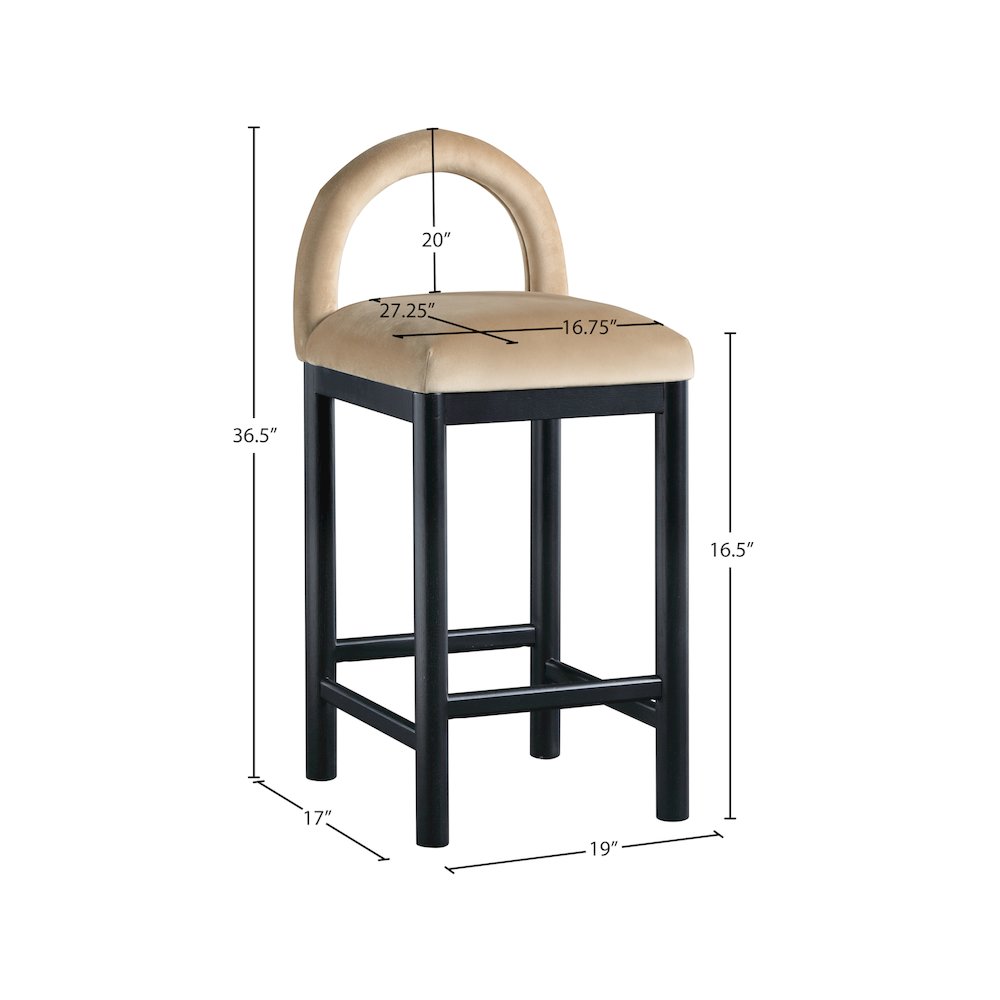 Conrad Beige Velvet Counter Stool. Picture 8