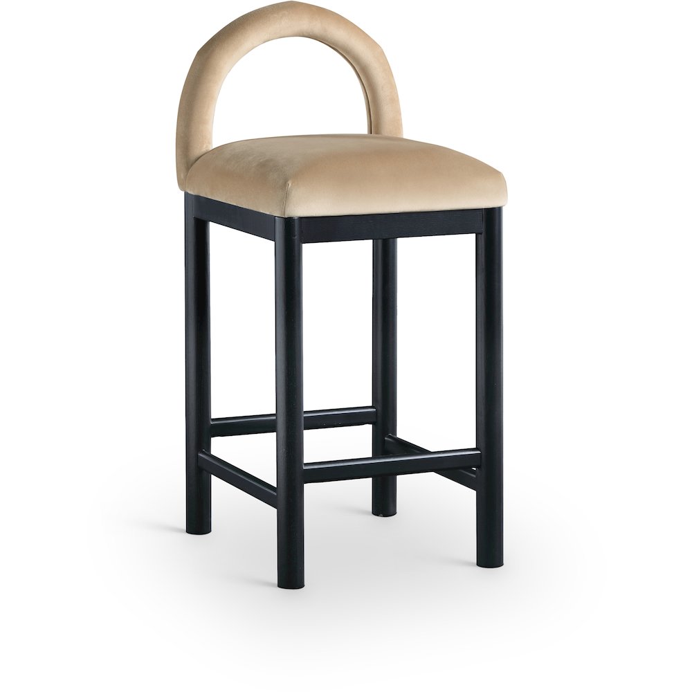 Conrad Beige Velvet Counter Stool. Picture 1
