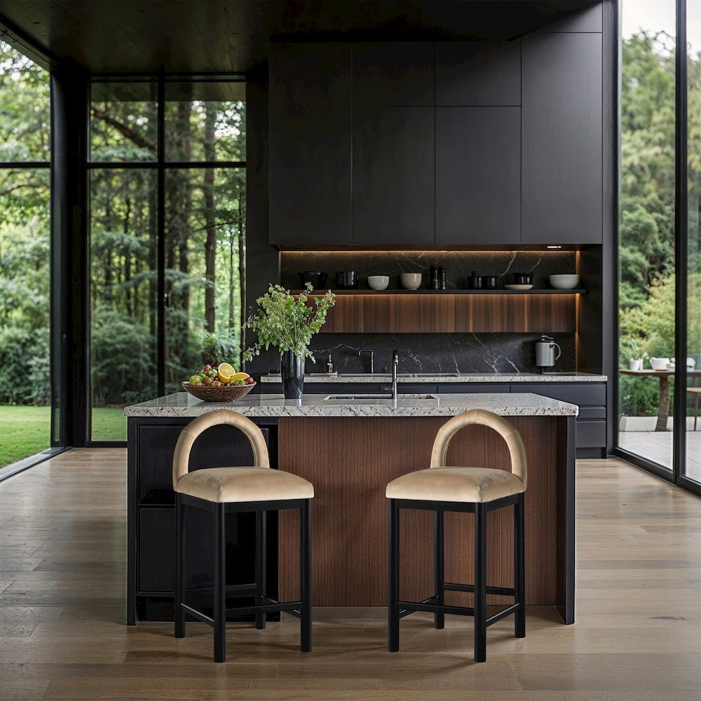 Conrad Beige Velvet Counter Stool. Picture 2