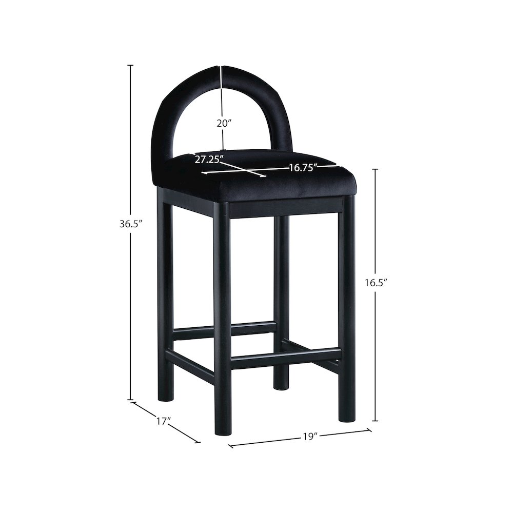 Conrad Black Velvet Counter Stool. Picture 8