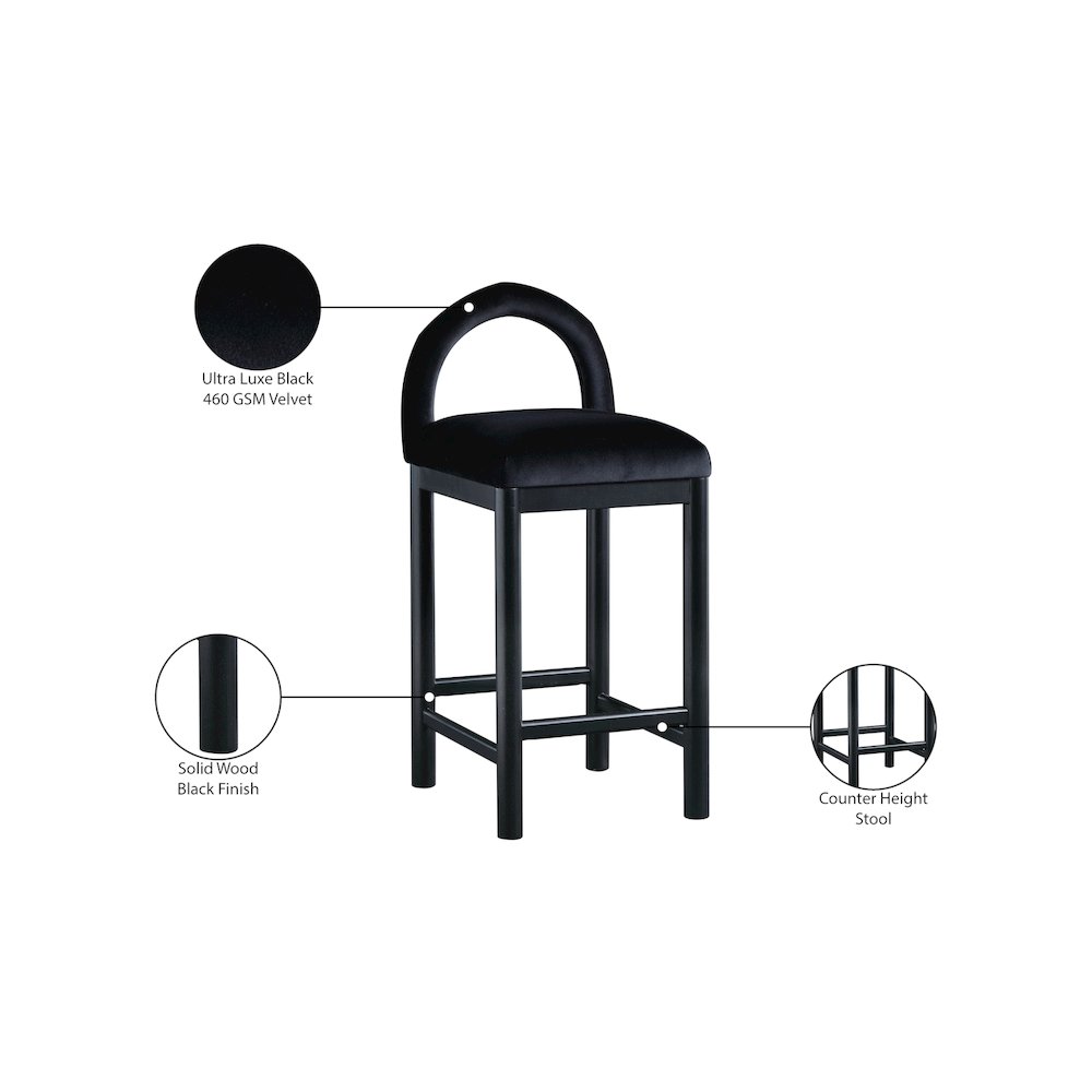 Conrad Black Velvet Counter Stool. Picture 9