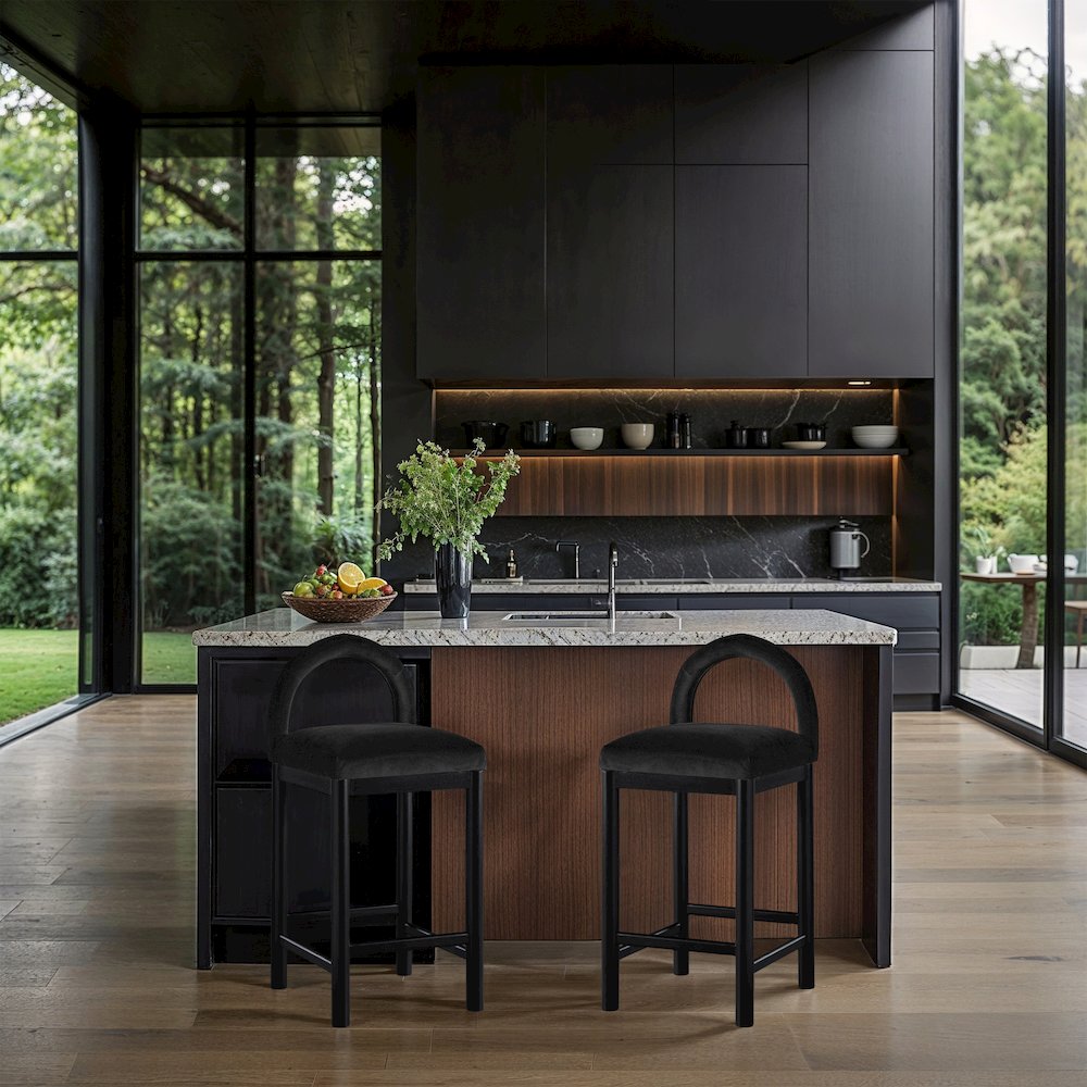 Conrad Black Velvet Counter Stool. Picture 2