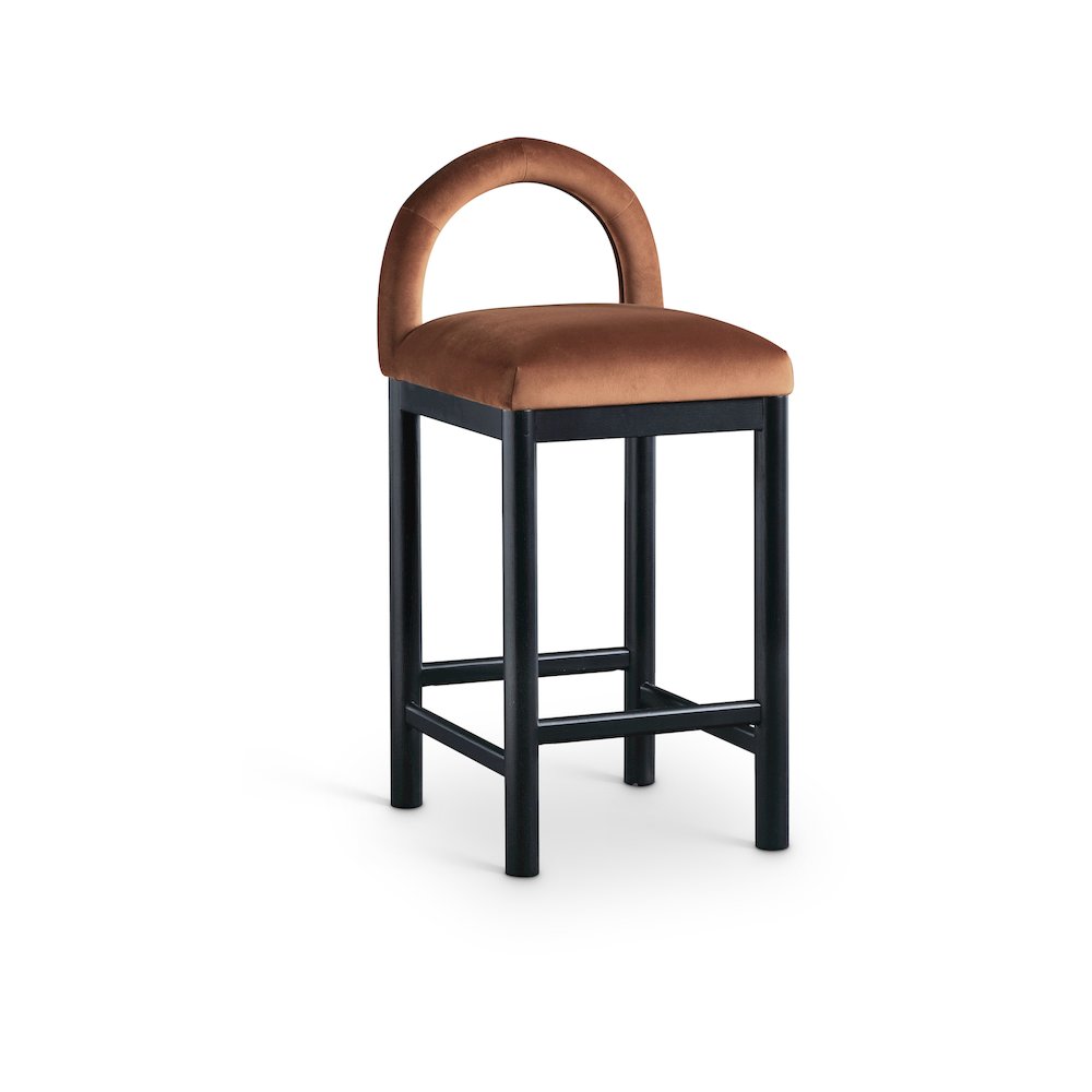 Conrad Cognac Velvet Counter Stool. Picture 1