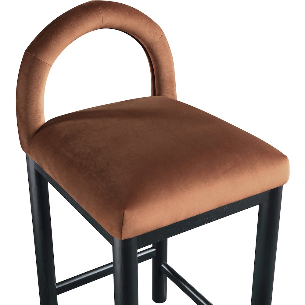 Conrad Cognac Velvet Counter Stool. Picture 6