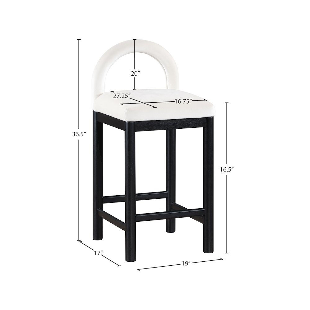 Conrad Cream Velvet Counter Stool. Picture 8
