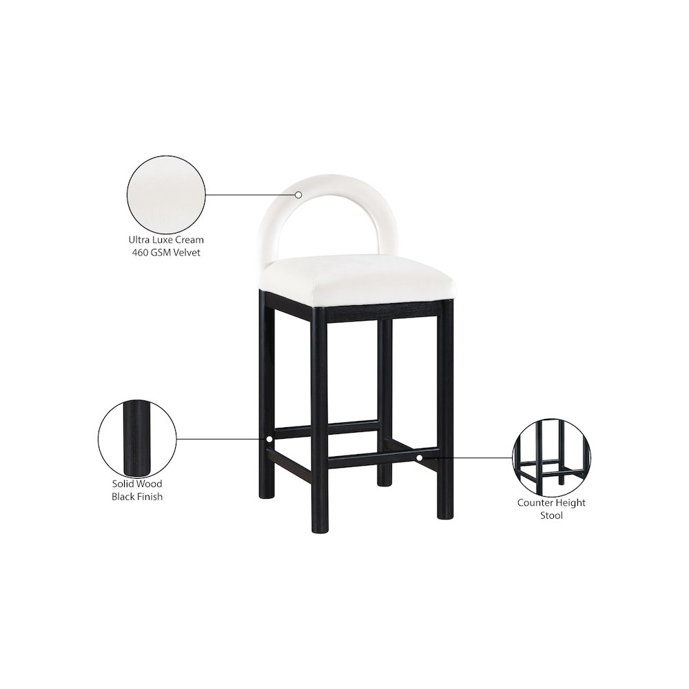 Conrad Cream Velvet Counter Stool. Picture 9