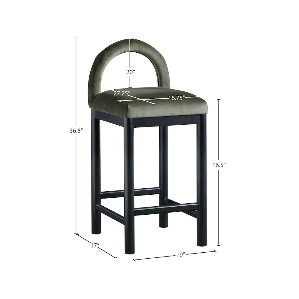 Conrad Green Velvet Counter Stool. Picture 8