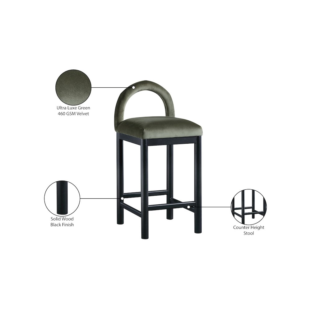 Conrad Green Velvet Counter Stool. Picture 9
