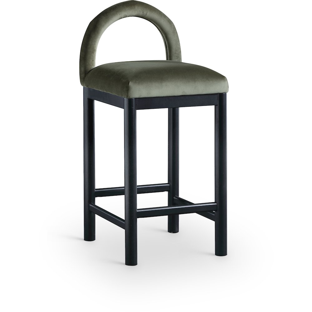 Conrad Green Velvet Counter Stool. Picture 1