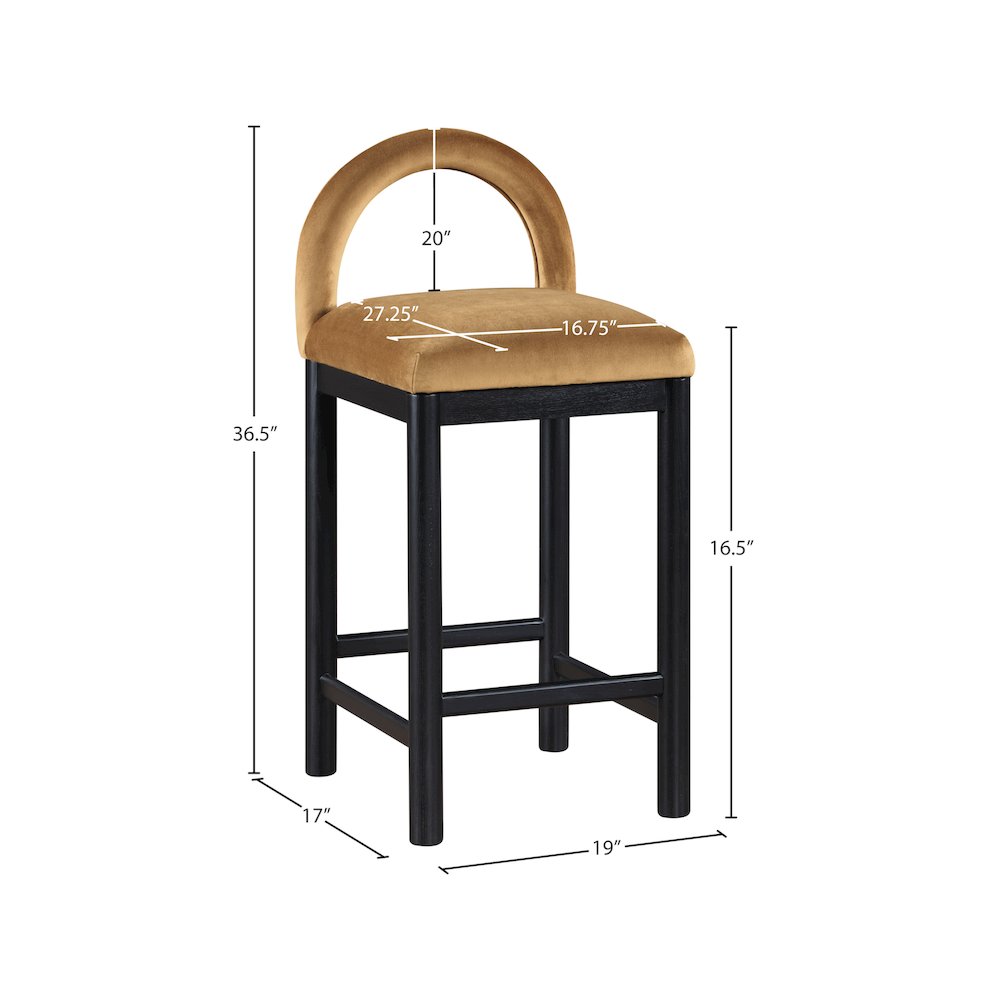 Conrad Saddle Velvet Counter Stool. Picture 8
