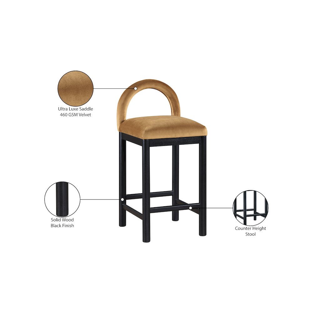 Conrad Saddle Velvet Counter Stool. Picture 9