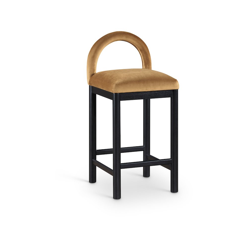 Conrad Saddle Velvet Counter Stool. Picture 1