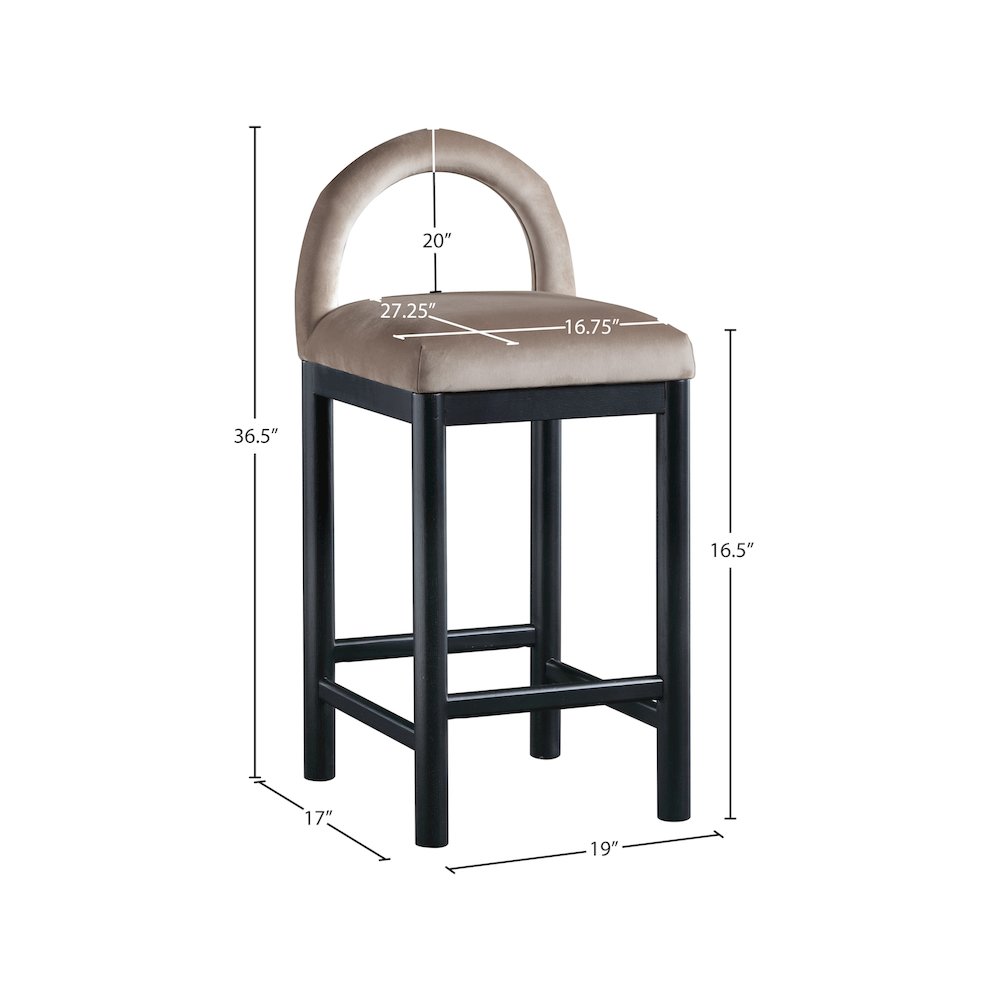 Conrad Taupe Velvet Counter Stool. Picture 8