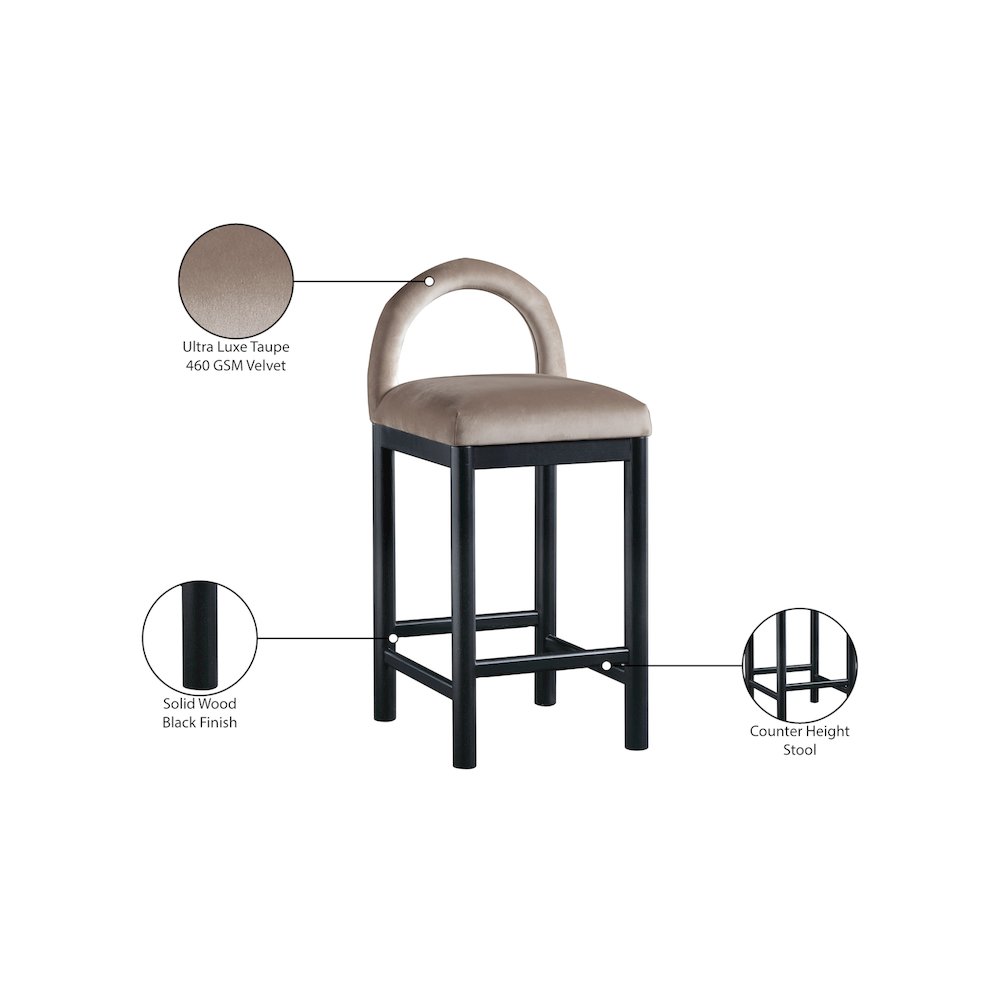 Conrad Taupe Velvet Counter Stool. Picture 9