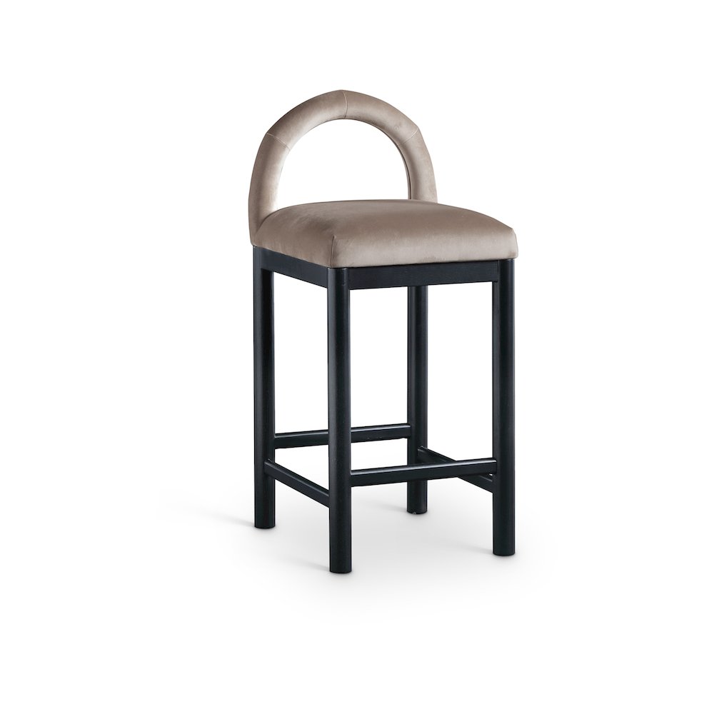 Conrad Taupe Velvet Counter Stool. Picture 1