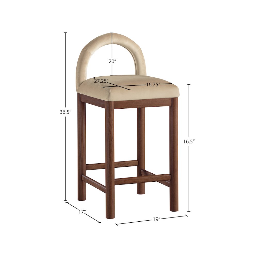 Conrad Beige Velvet Counter Stool. Picture 8