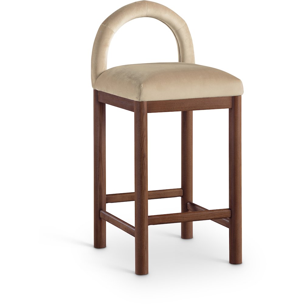 Conrad Beige Velvet Counter Stool. Picture 1