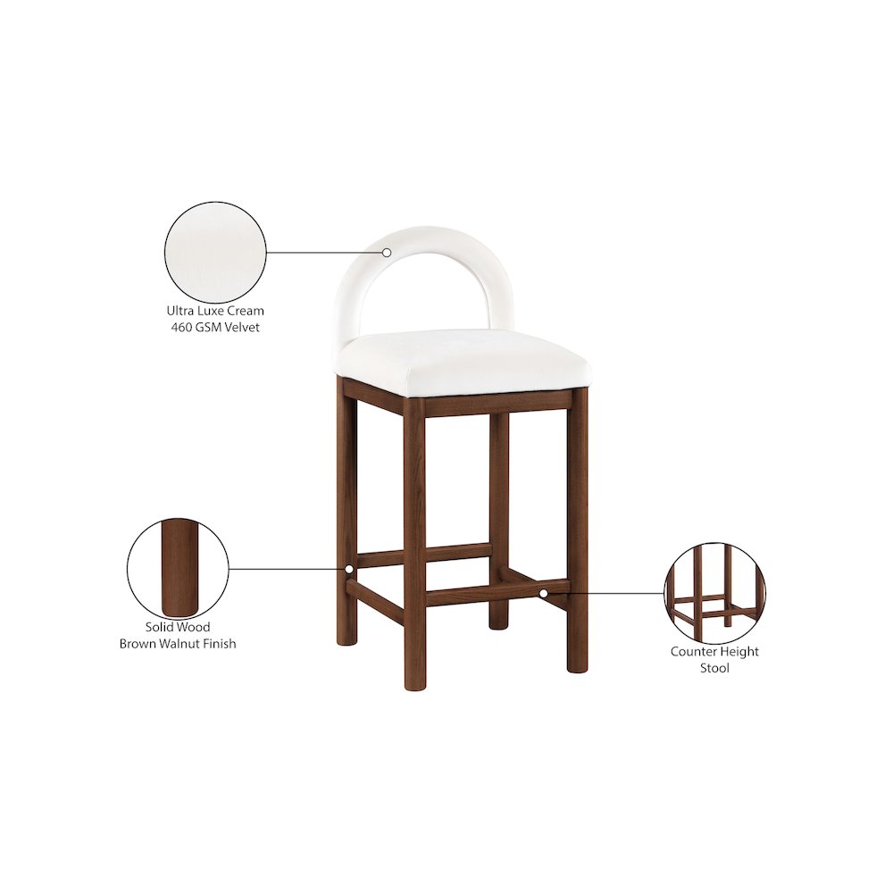 Conrad Cream Velvet Counter Stool. Picture 9